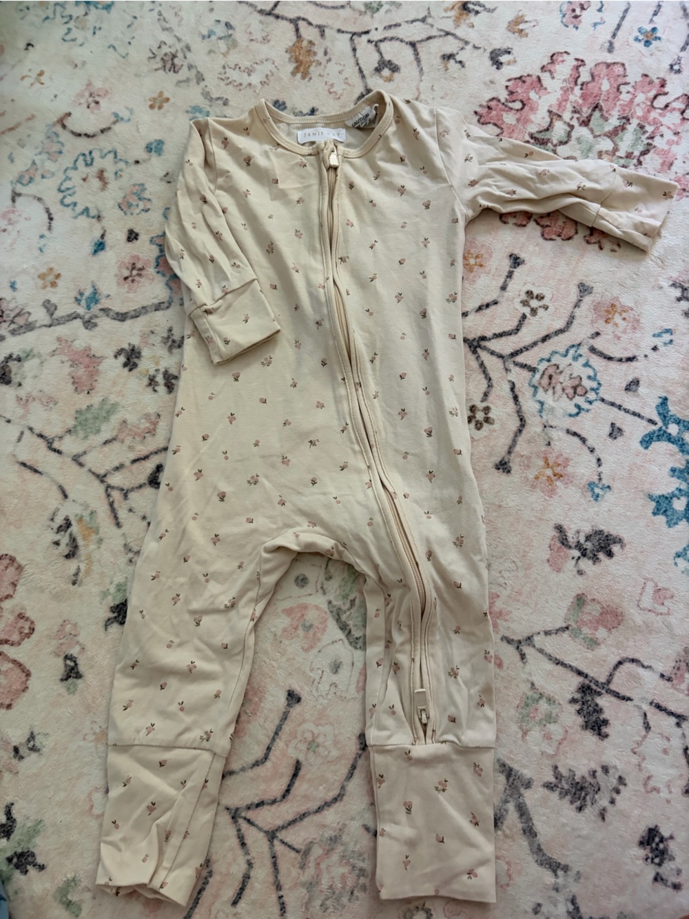 Jamie Kay Cream Floral Zip One-Piece Pajamas